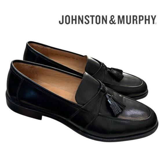 New Johnston & Murphy Men\'s Horner Black Leather Slip-on Loafers Dress Shoes 12 main image 6